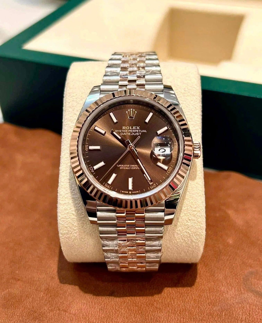 Swiss Luxury Watch | Automatic Mod Watch Brown Dial | 904L Stainless Steel Case | Smooth Bezel | Brown Dial with with Diamonds Indexes