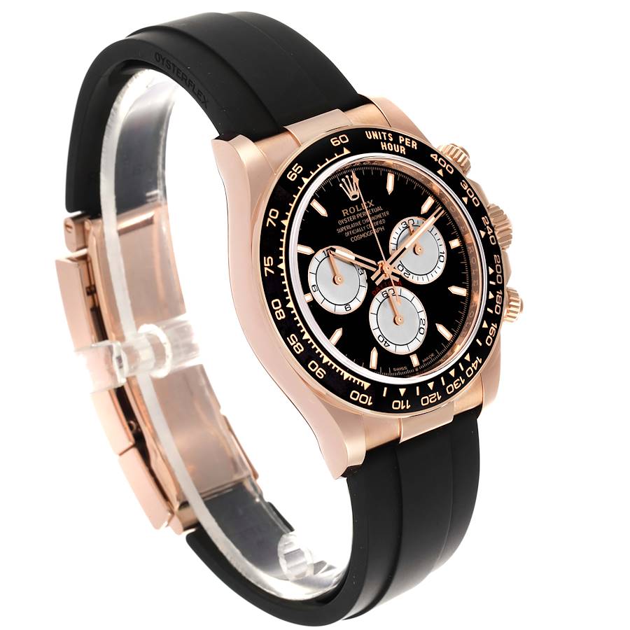 Luxury Swiss Watch | Daytona | Automatic Chronograph | Black Dial | Stainless Steel Case | Black Rubber Strap