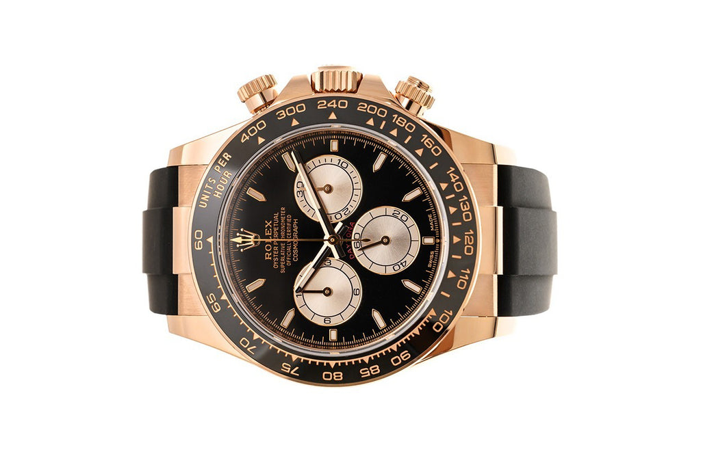 Luxury Swiss Watch | Daytona | Automatic Chronograph | Black Dial | Stainless Steel Case | Black Rubber Strap