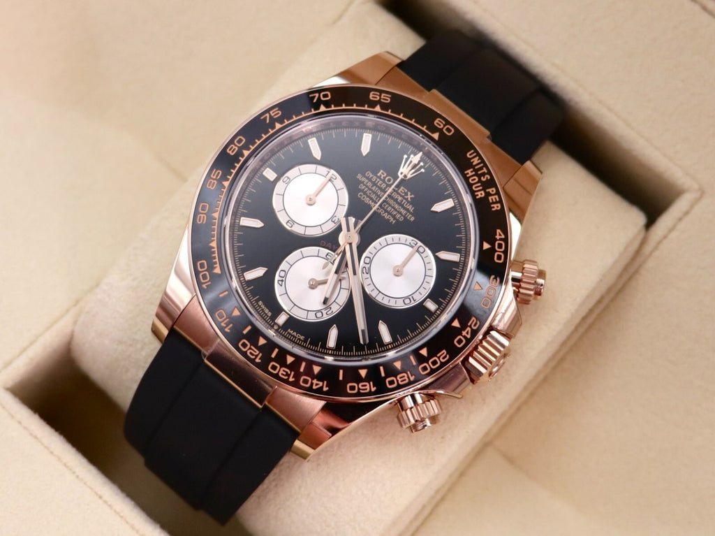 Luxury Swiss Watch | Daytona | Automatic Chronograph | Black Dial | Stainless Steel Case | Black Rubber Strap