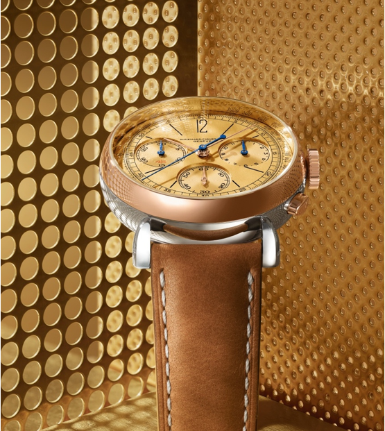 Luxury Swiss Watch | Automatic Chronograph | Champagne Dial | 904L Stainless Steel Case | Brown Leather Strap | Vintage Classic Design