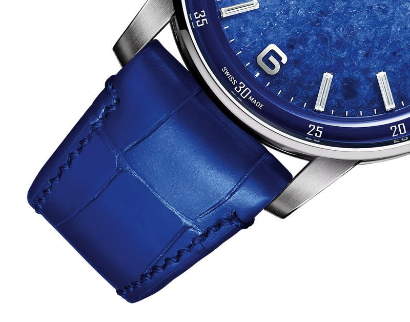 Luxury Swiss-Style Watch | Automatic Movement | Blue Textured Dial | 904L Stainless Steel Case | Leather Strap