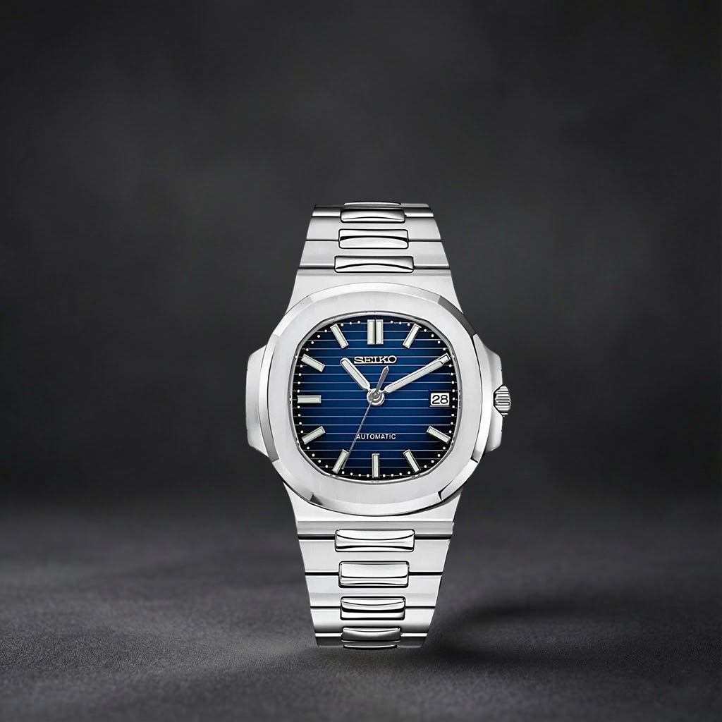 Luxury Automatic Watch | Blue Dial | Stainless Steel Case | Date Display