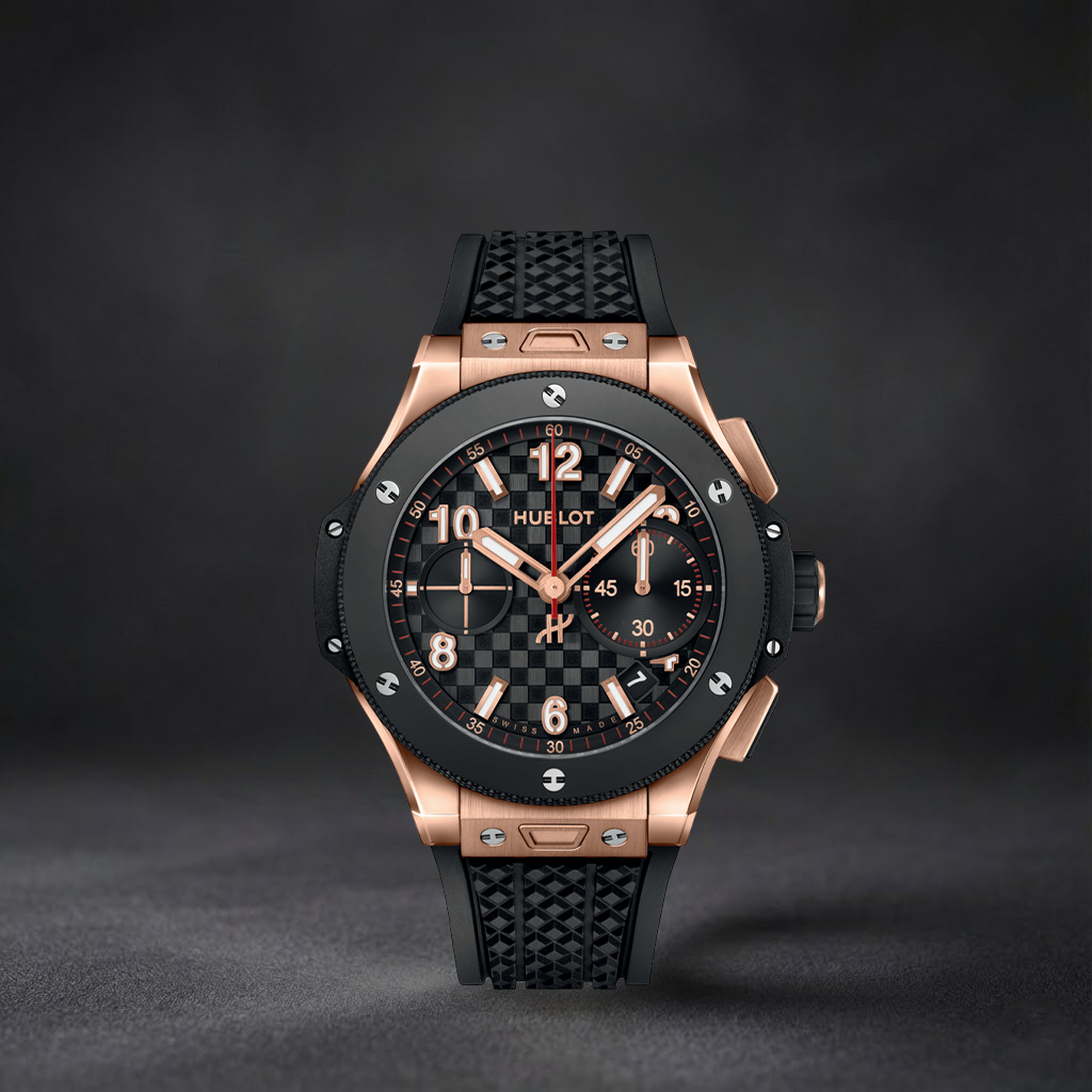 Luxury Swiss-Style Watch | Automatic Chronograph | Black Dial with Tachymeter Bezel | 904L Stainless Steel Case | Rubber Strap