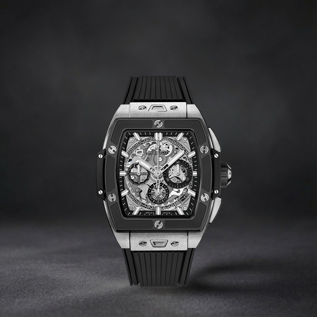 Swiss-Style Skeleton Watch | Automatic Movement | Black Dial with Transparent Case | Rubber Strap | Stainless Steel Bezel