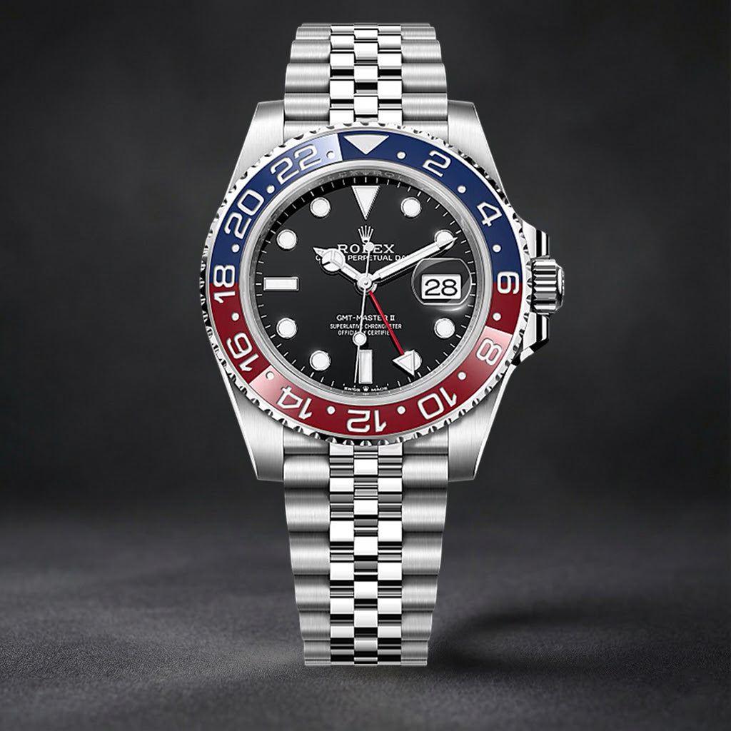 Swiss Luxury Watch | Automatic Watch GMT Pepsi | 904L Stainless Steel Case | Smooth Bezel | A2836 Movement