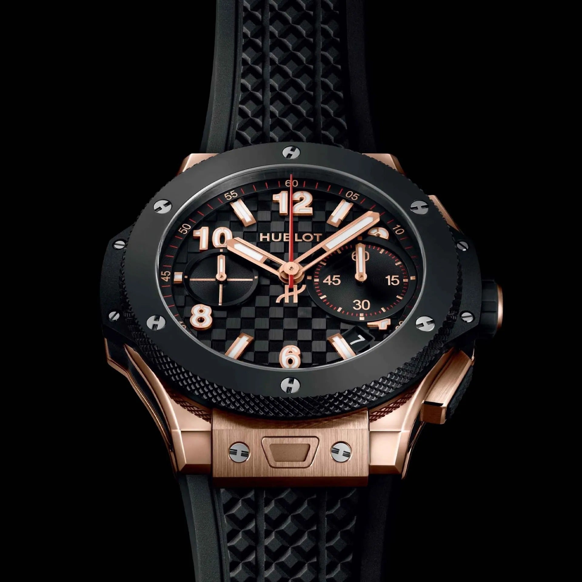 Luxury Swiss-Style Watch | Automatic Chronograph | Black Dial with Tachymeter Bezel | 904L Stainless Steel Case | Rubber Strap