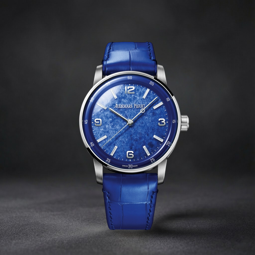 Luxury Swiss-Style Watch | Automatic Movement | Blue Textured Dial | 904L Stainless Steel Case | Leather Strap