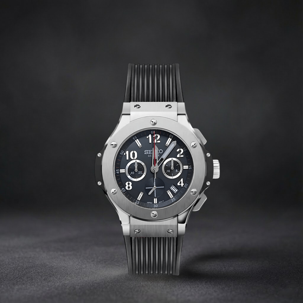 Luxury Swiss-Style Watch | Automatic Movement | Stainless Steel Case | Black Rubber Strap | Japanese Movement