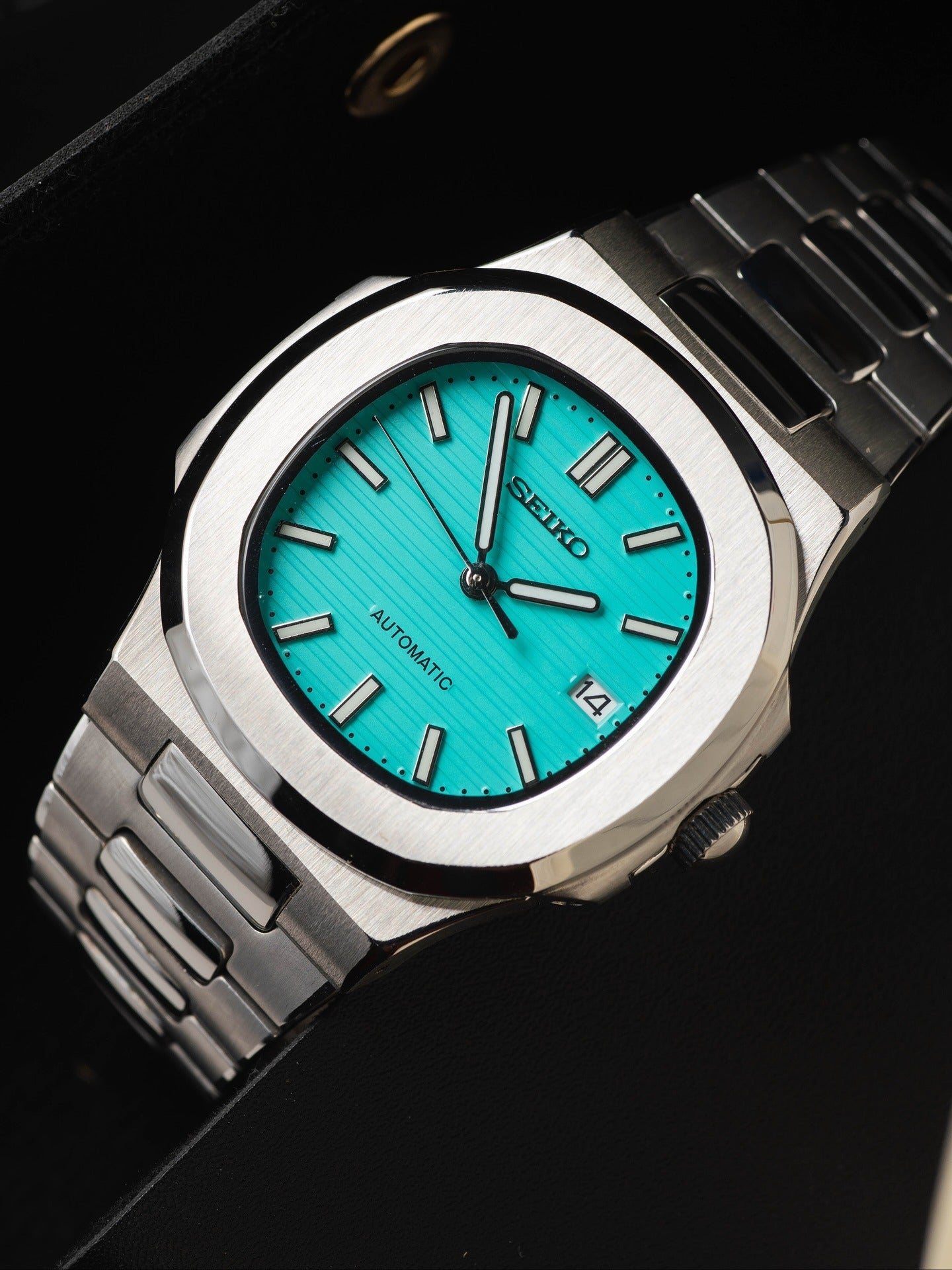 Automatic Mod Watch Style Nautilus | 316L Stainless Steel Case | Tiffany Blue Dial | Oystersteel Stainless Steel Bracelet