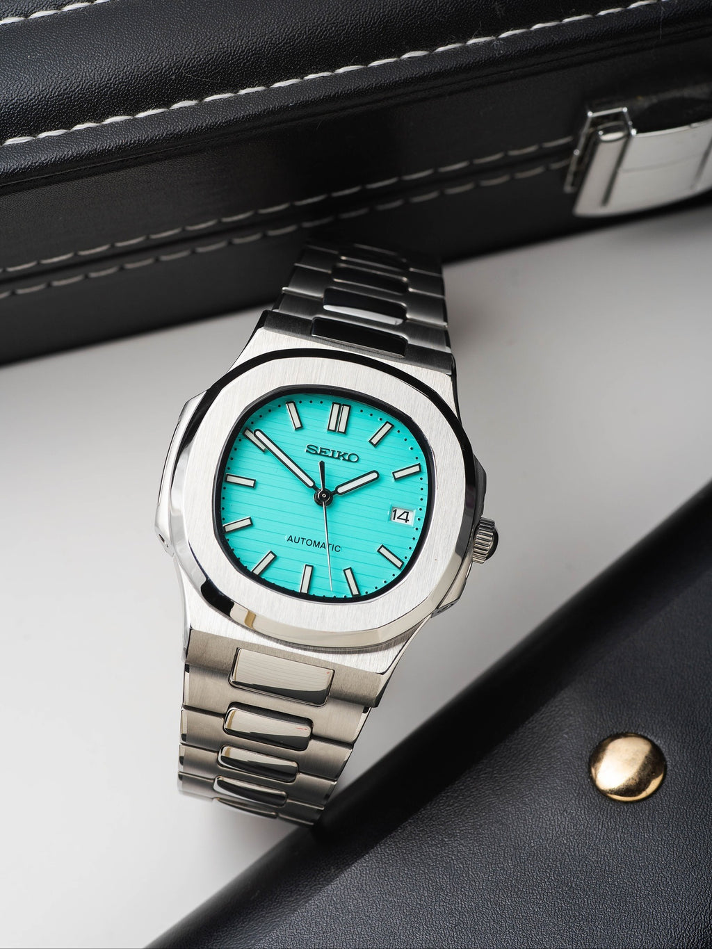 Automatic Mod Watch Style Nautilus | 316L Stainless Steel Case | Tiffany Blue Dial | Oystersteel Stainless Steel Bracelet