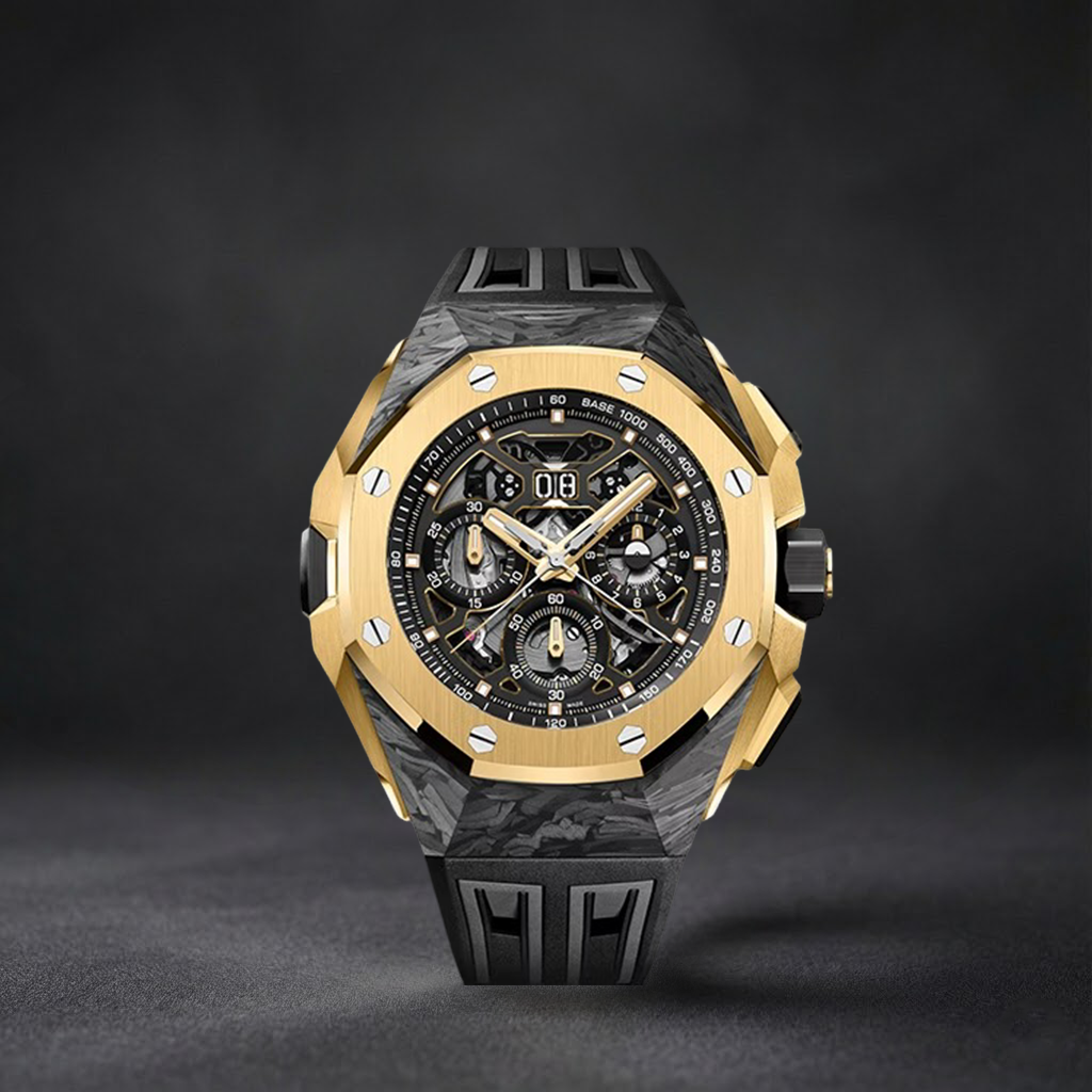 Luxury Swiss Watch | Chronograph | Automatic Movement | Skeleton Dial with Luminous Hour Markers | 904L Stainless Steel Case | Sport Bezel