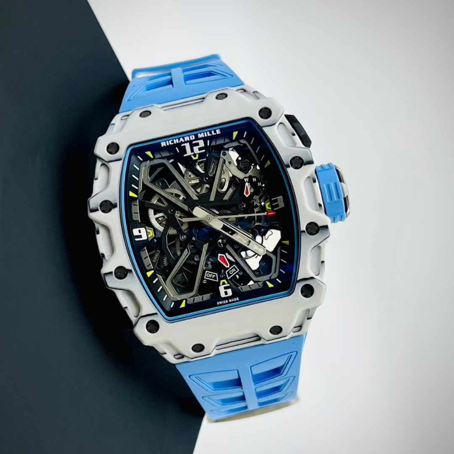 Luxury Automatic Watch | Richard Mille Style | Automatic Movement | Blue Rubber Strap