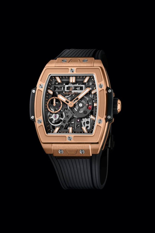 Luxury Swiss-Style Watch | Automatic Movement | Black Dial with Transparent Case | Rose Gold Tone | Rubber Strap