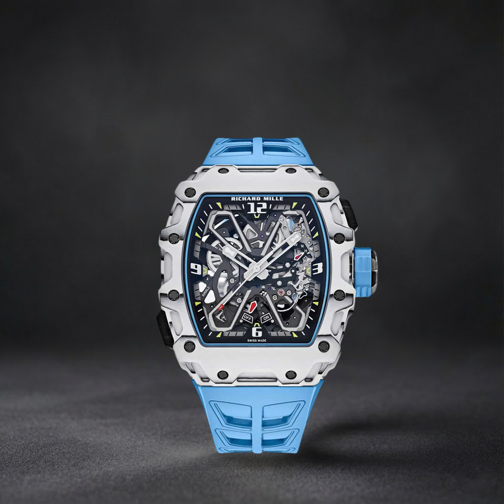 Luxury Automatic Watch | Richard Mille Style | Automatic Movement | Blue Rubber Strap