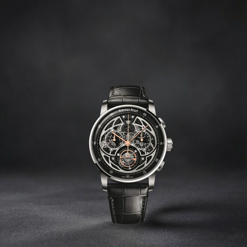 Luxury Swiss-Style Watch | Automatic Chronograph | Skeleton Dial | 904L Stainless Steel Case | Black Leather Strap