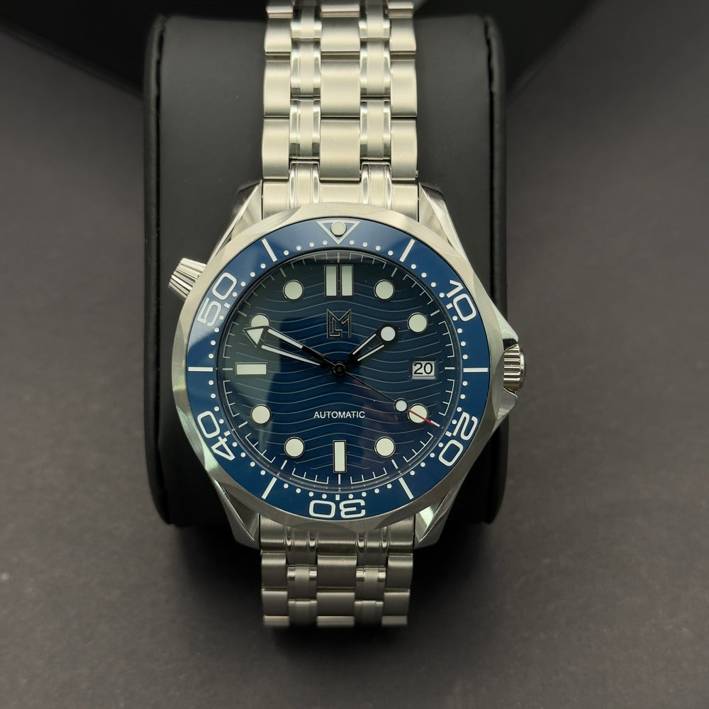 Luxury Swiss-Style Watch | Automatic Movement | Blue Dial with Rotating Bezel | 904L Stainless Steel Case | Steel Bracelet
