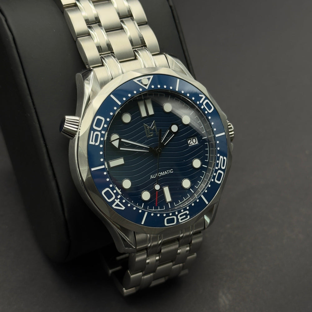 Luxury Swiss-Style Watch | Automatic Movement | Blue Dial with Rotating Bezel | 904L Stainless Steel Case | Steel Bracelet