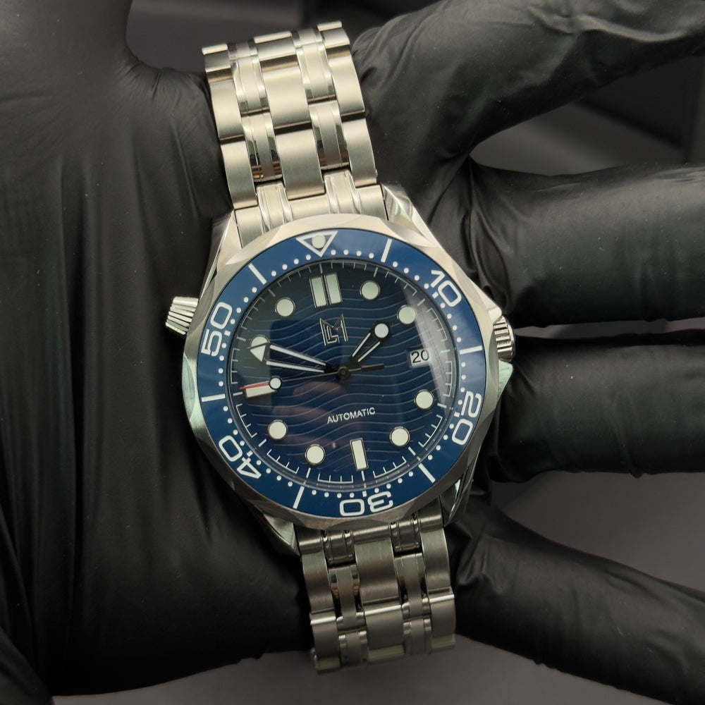 Luxury Swiss-Style Watch | Automatic Movement | Blue Dial with Rotating Bezel | 904L Stainless Steel Case | Steel Bracelet