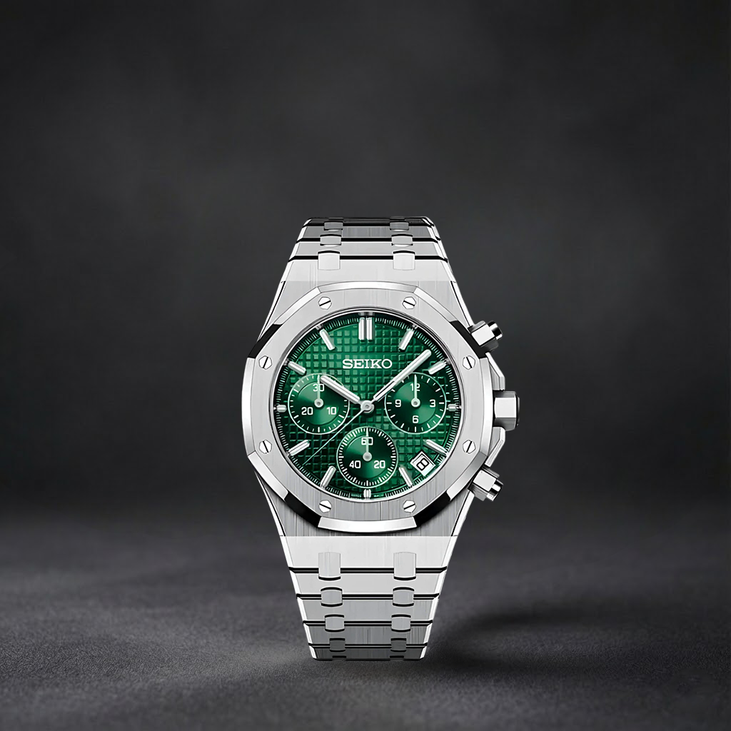 Luxury Japanese Watch | Automatic Chronograph | Green Dial with Multi-Subdials | Stainless Steel Case & Bracelet