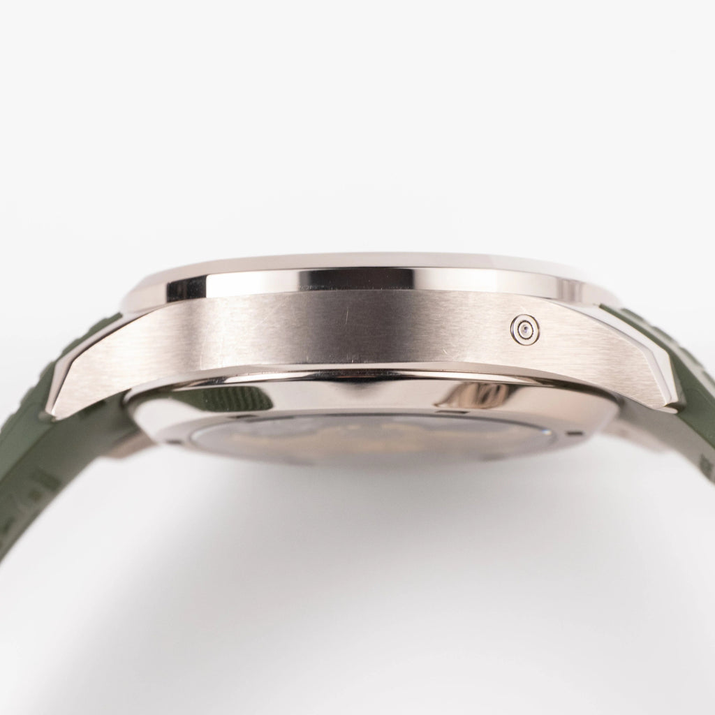 Luxury Swiss Watch | Automatic Movement | Green Dial | Stainless Steel Case | Green Rubber Strap