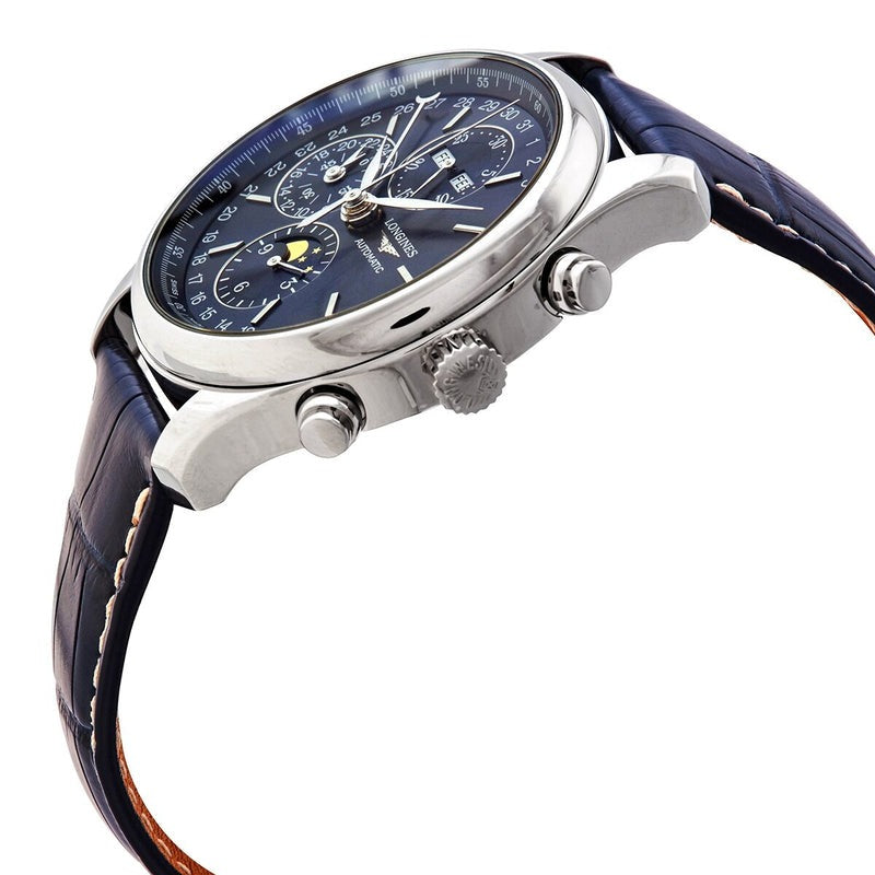 High-end Swiss watch | Automatic watch | Round shape | Leather strap | Blue dial