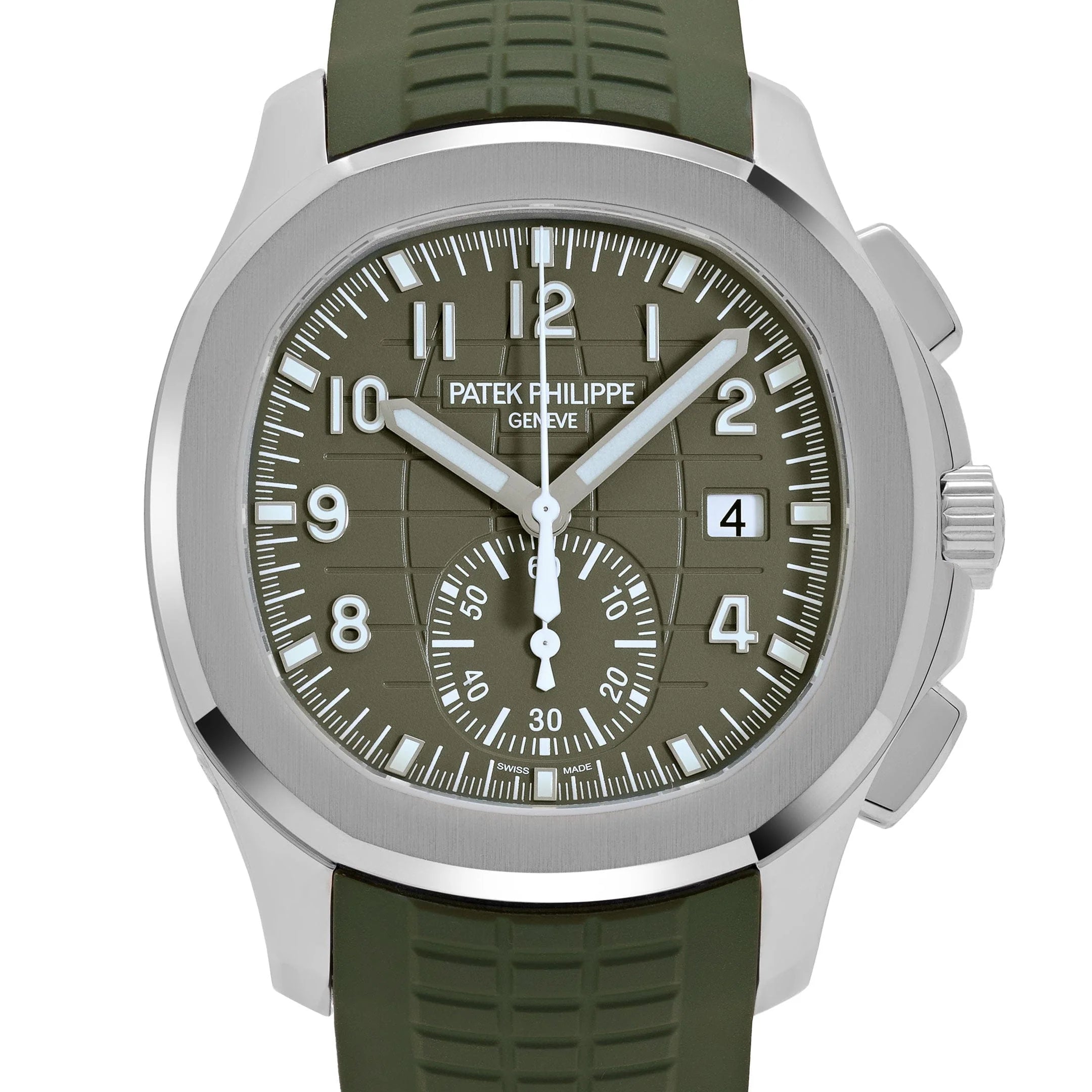 Luxury Swiss Watch | Automatic Movement | Green Dial | Stainless Steel Case | Green Rubber Strap