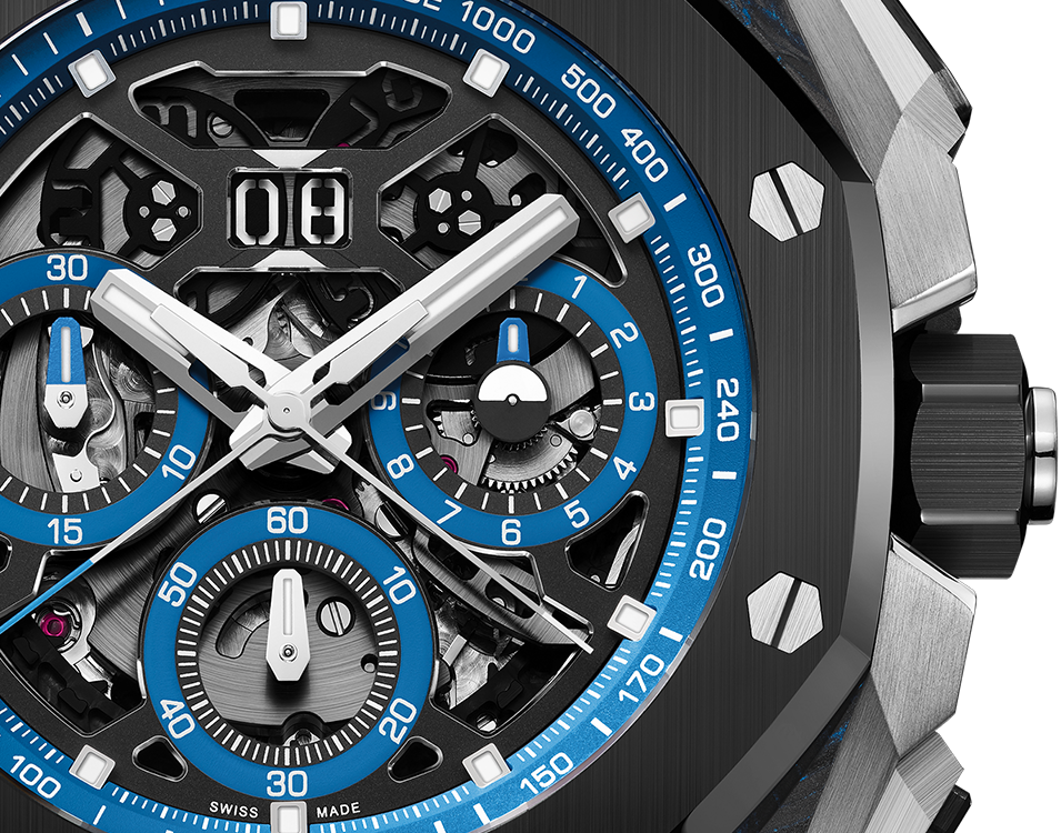Luxury Swiss Watch | Automatic Chronograph | Skeleton Dial with Blue Accents | 904L Stainless Steel Case | Sport Rubber Strap