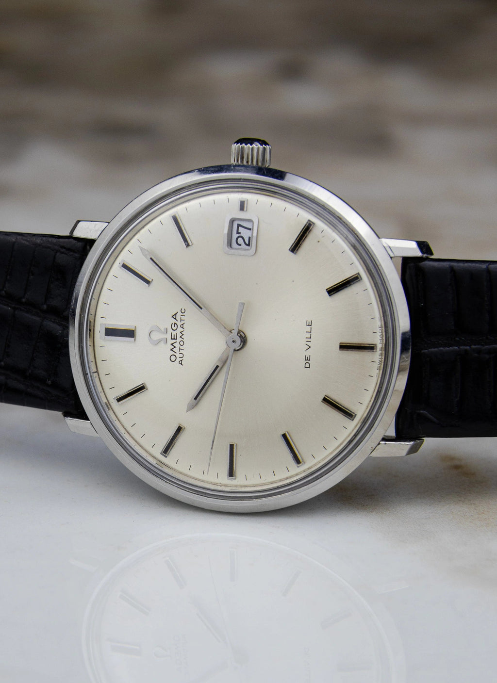 Luxury Swiss-Style Watch | Automatic Movement | Ivory Dial with Date Window | 904L Stainless Steel Case | Leather Strap