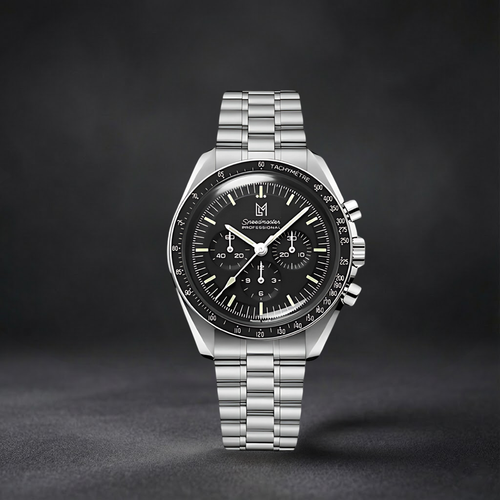 Luxury Swiss-Style Watch | Automatic Movement | Black Dial | Stainless Steel Case | Metal Bracelet