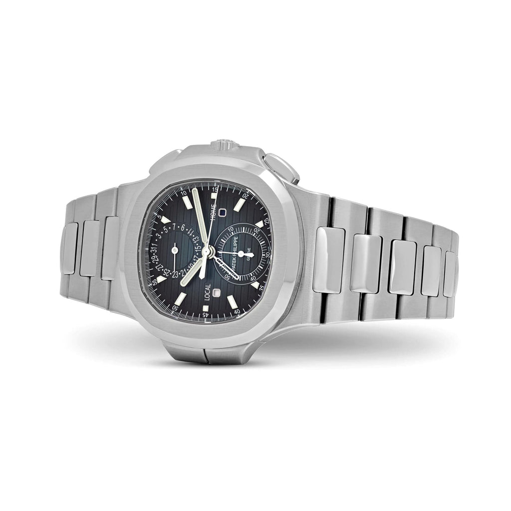 Luxury Automatic Watch | Blue Textured Dial | Stainless Steel Case | Power Reserve | Date Display