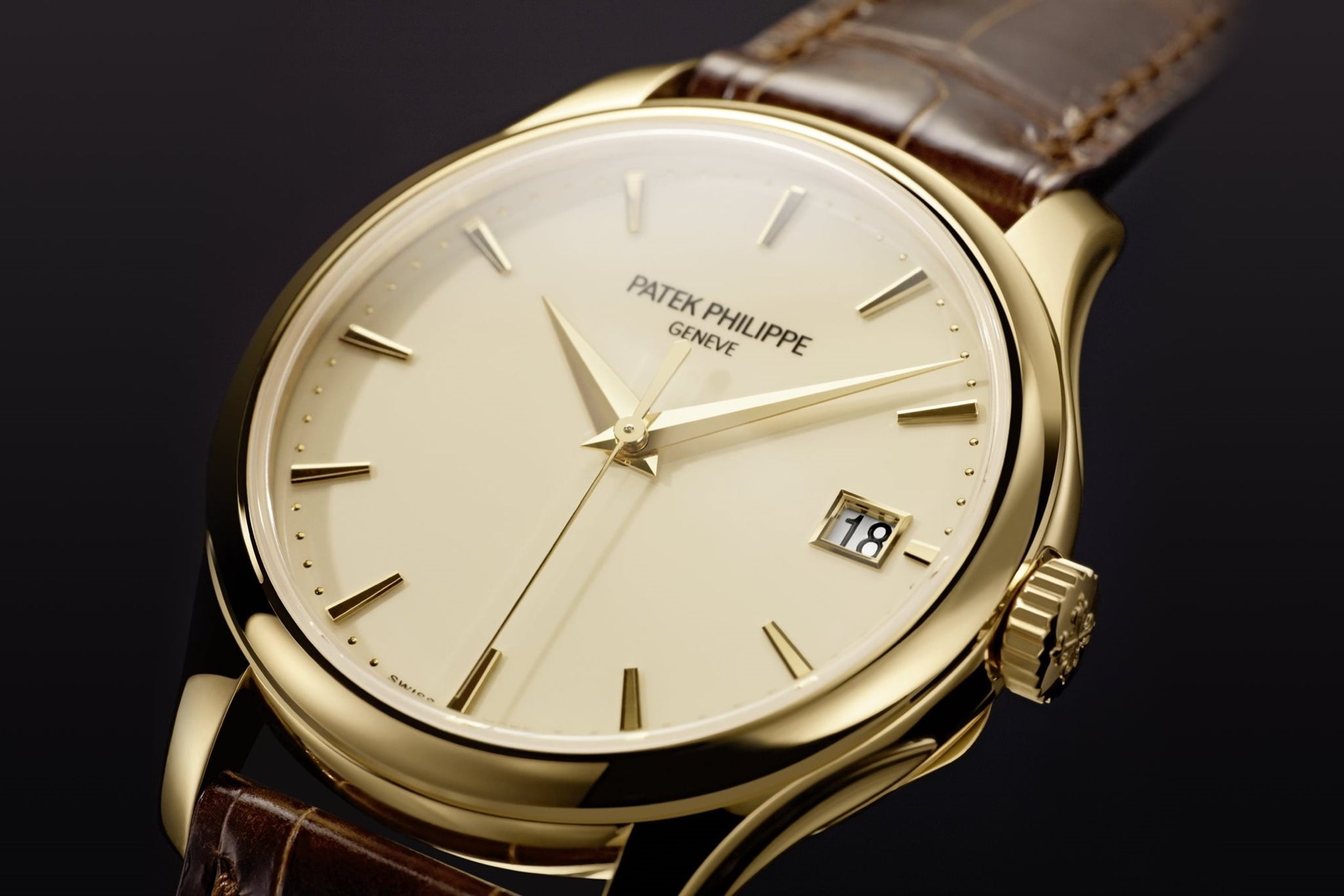 Luxury Swiss Watch | Automatic Movement | Cream Dial | Stainless Steel Case | Brown Leather Strap | Date Display