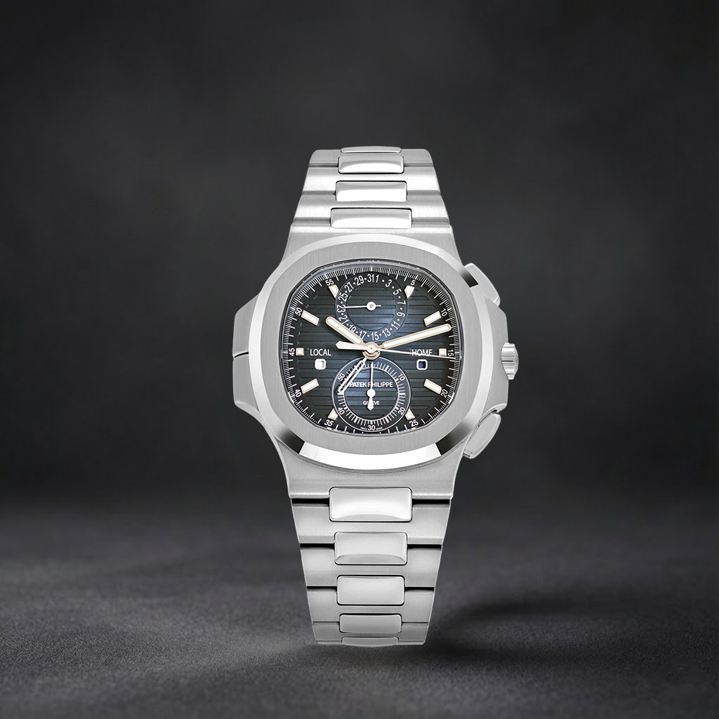 Luxury Automatic Watch | Blue Textured Dial | Stainless Steel Case | Power Reserve | Date Display