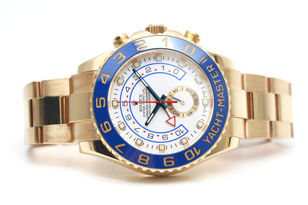 Luxury Swiss Watch | Yacht-Master II | Automatic Chronograph | White Dial | Stainless Steel Case | Blue Ceramic Bezel | Oyster Bracelet