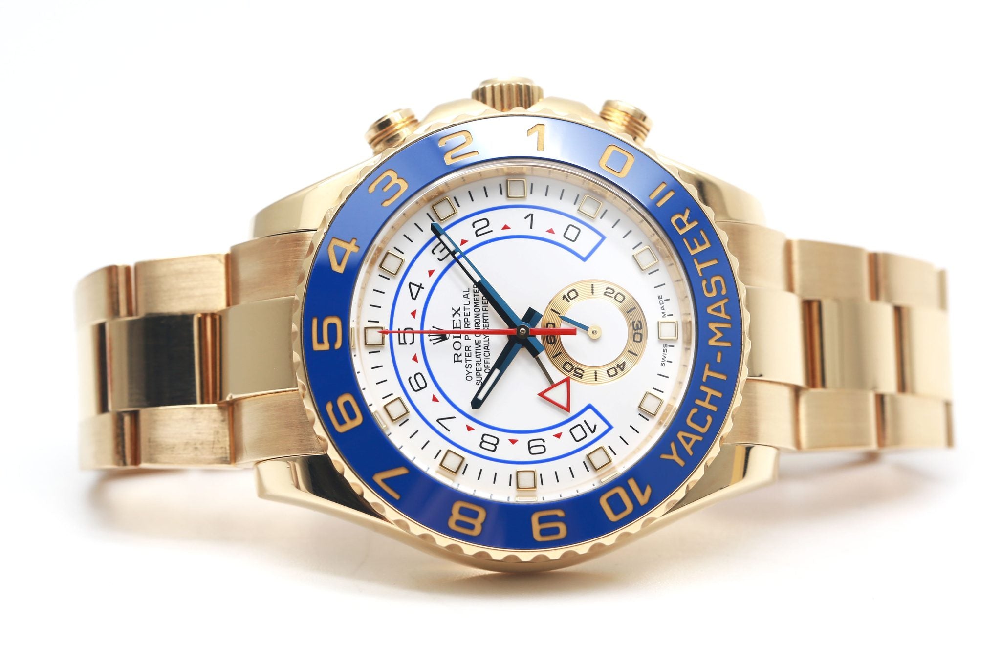 Luxury Swiss Watch | Yacht-Master II | Automatic Chronograph | White Dial | Stainless Steel Case | Blue Ceramic Bezel | Oyster Bracelet