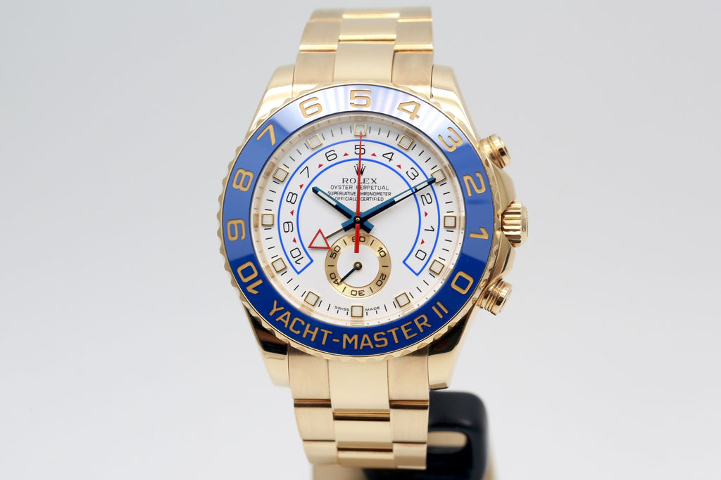 Luxury Swiss Watch | Yacht-Master II | Automatic Chronograph | White Dial | Stainless Steel Case | Blue Ceramic Bezel | Oyster Bracelet