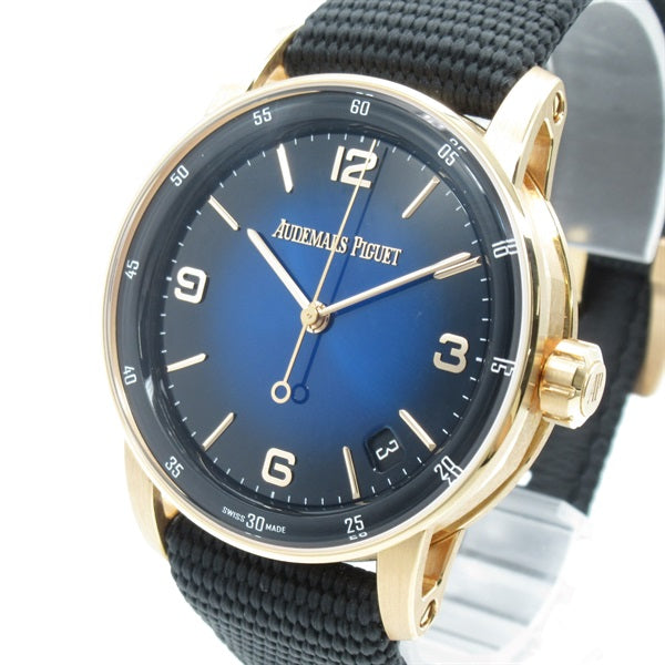 Luxury Swiss-Style Watch | Automatic Movement | Blue Sunburst Dial with Rose-Tone Hour Markers | 904L Stainless Steel Case | Fabric Strap