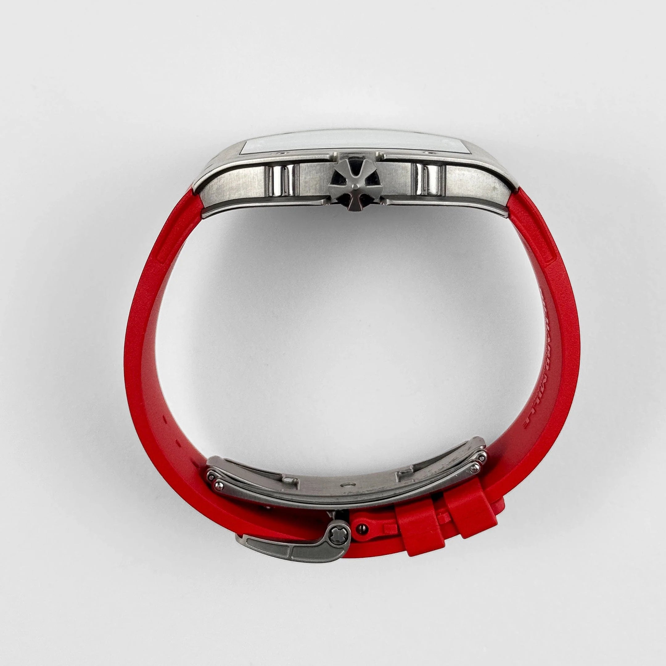 Luxury Swiss-Style Watch | Skeleton Automatic Movement | Stainless Steel Case | Red Rubber Strap | Richard Mille Design