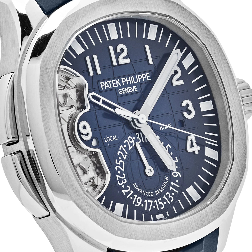 Luxury Swiss Watch | Automatic Movement | Blue Dial | Stainless Steel Case | Blue Rubber Strap | Open Balance Window