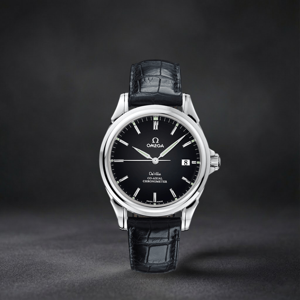 Luxury Swiss-Style Watch | Automatic Movement | Black Dial with Date Window | 904L Stainless Steel Case | Leather Strap