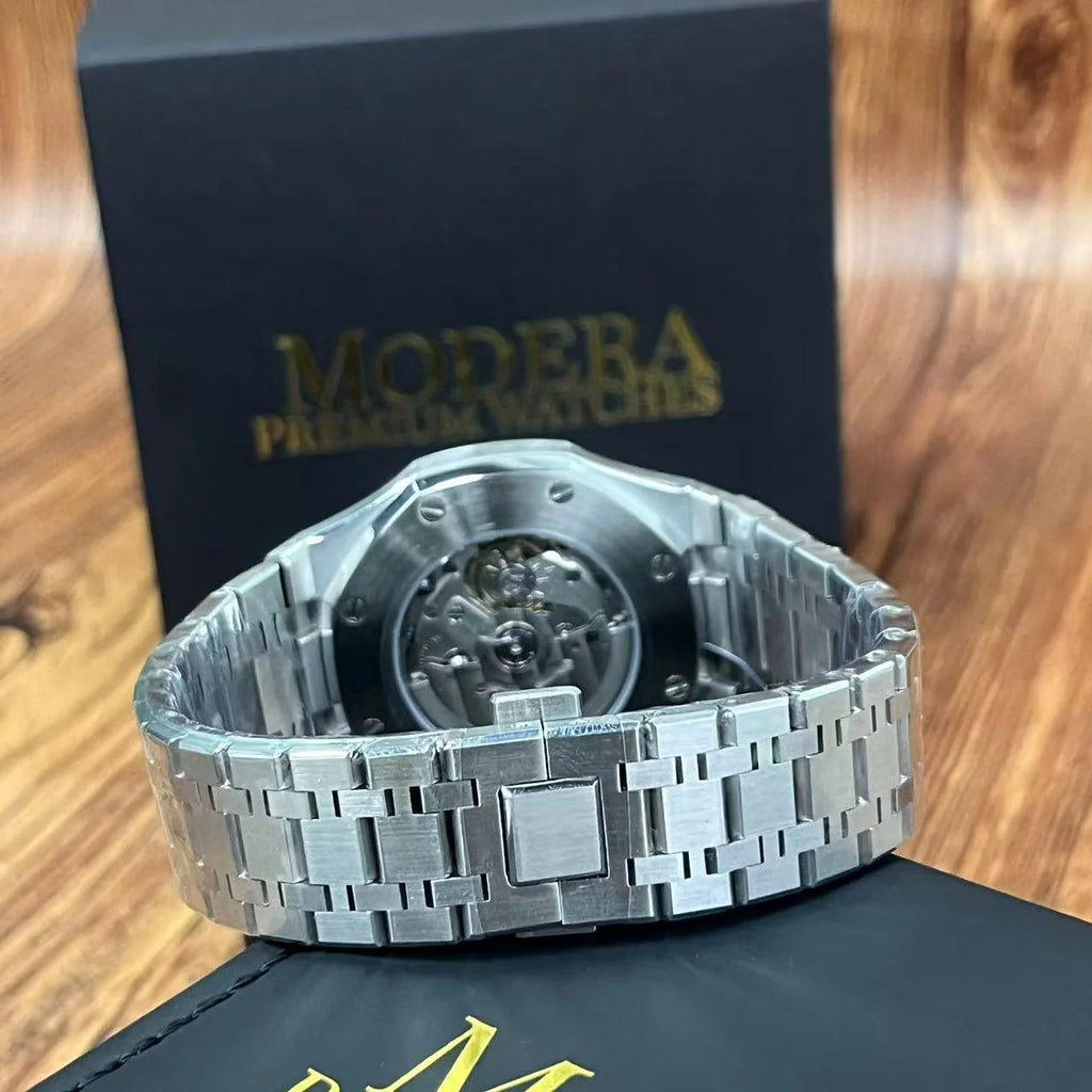 Luxury Japanese Watch | Automatic Skeleton Movement | Black Dial with Exposed Mechanics | Stainless Steel Case & Bracelet