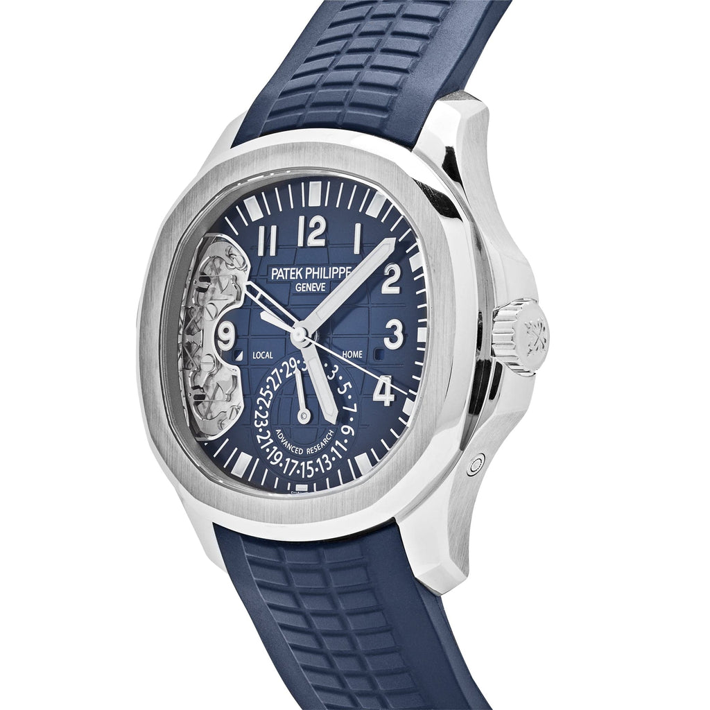 Luxury Swiss Watch | Automatic Movement | Blue Dial | Stainless Steel Case | Blue Rubber Strap | Open Balance Window
