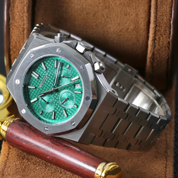 Luxury Japanese Watch | Automatic Chronograph | Green Dial with Multi-Subdials | Stainless Steel Case & Bracelet