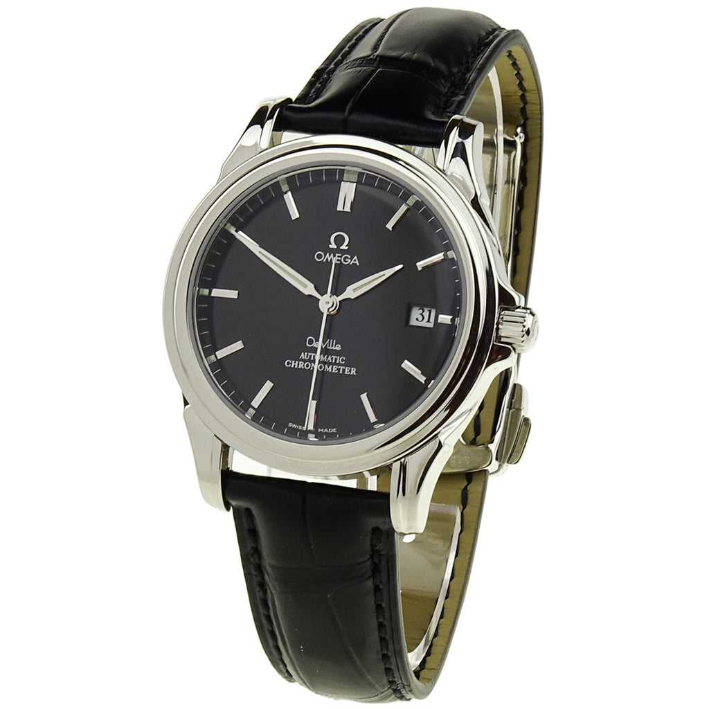 Luxury Swiss-Style Watch | Automatic Movement | Black Dial with Date Window | 904L Stainless Steel Case | Leather Strap