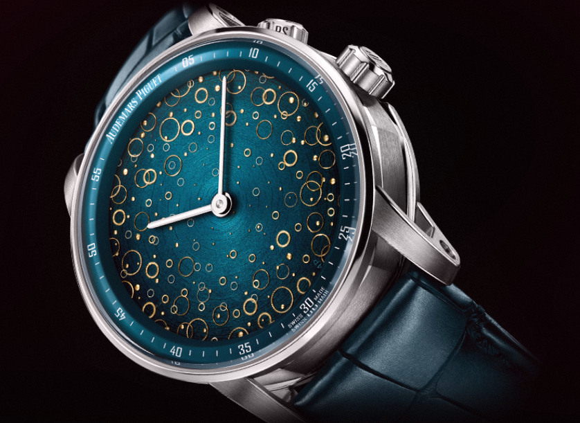 Luxury Swiss-Style Watch | Automatic Movement | Artistic Teal Dial with Gold Circle Pattern | 904L Stainless Steel Case | Leather Strap