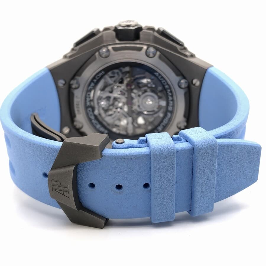 Luxury Swiss-Style Watch | Automatic Chronograph | Skeleton Dial with Blue Accents | 904L Stainless Steel Case | Sport Rubber Strap