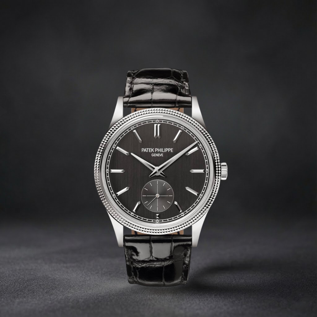 Luxury Swiss Watch | Automatic Movement | Black Sunburst Dial | Stainless Steel Case | Black Leather Strap | Small Seconds