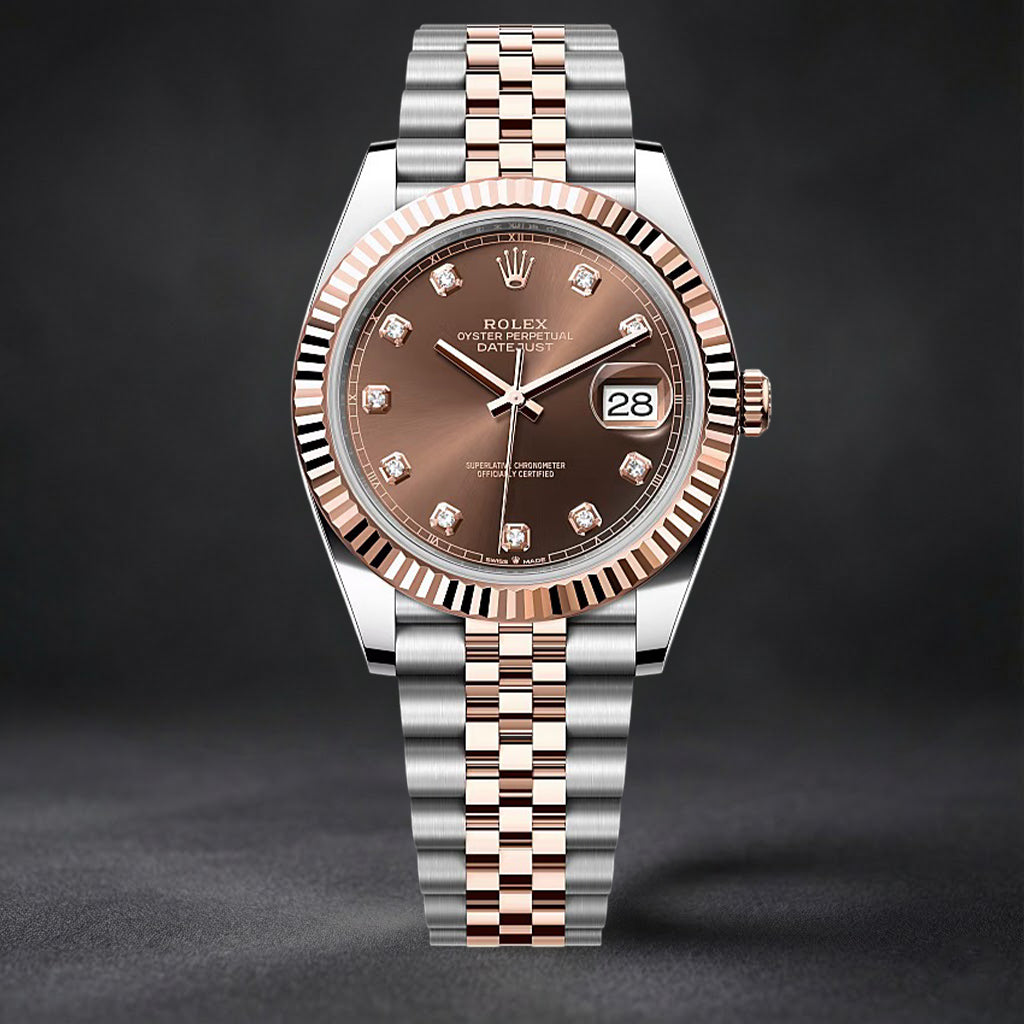 Swiss Luxury Watch | Automatic Mod Watch Brown Dial | 904L Stainless Steel Case | Smooth Bezel | Brown Dial with with Diamonds Indexes