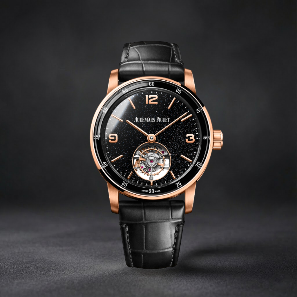 Luxury Swiss-Style Watch | Automatic Movement | Starry Black Dial with Open-Heart | 904L Stainless Steel Case | Black Leather Strap