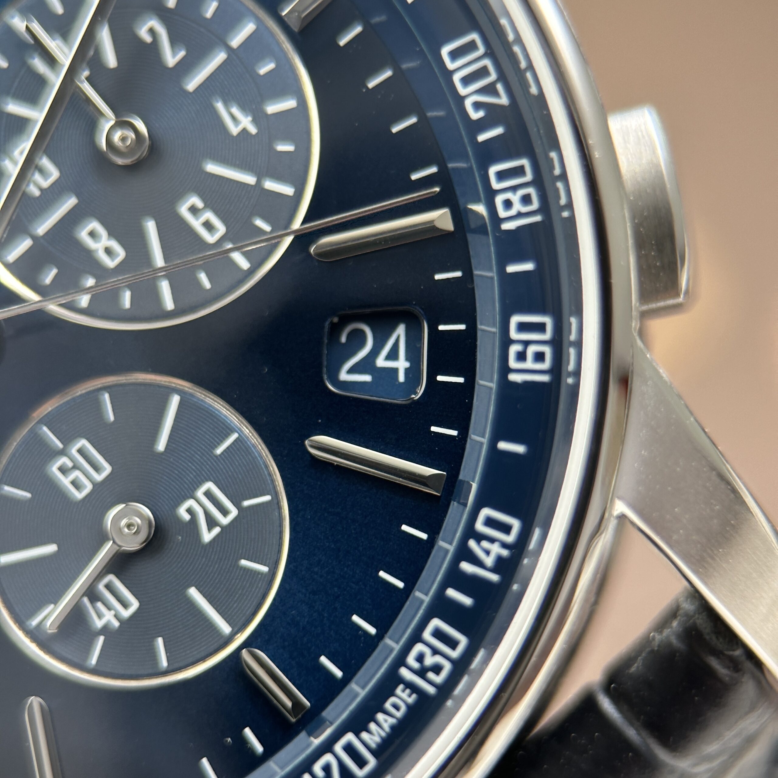 Luxury Swiss-Style Watch | Automatic Chronograph | Blue Dial with Multiple Sub-Dials | 904L Stainless Steel Case | Leather Strap